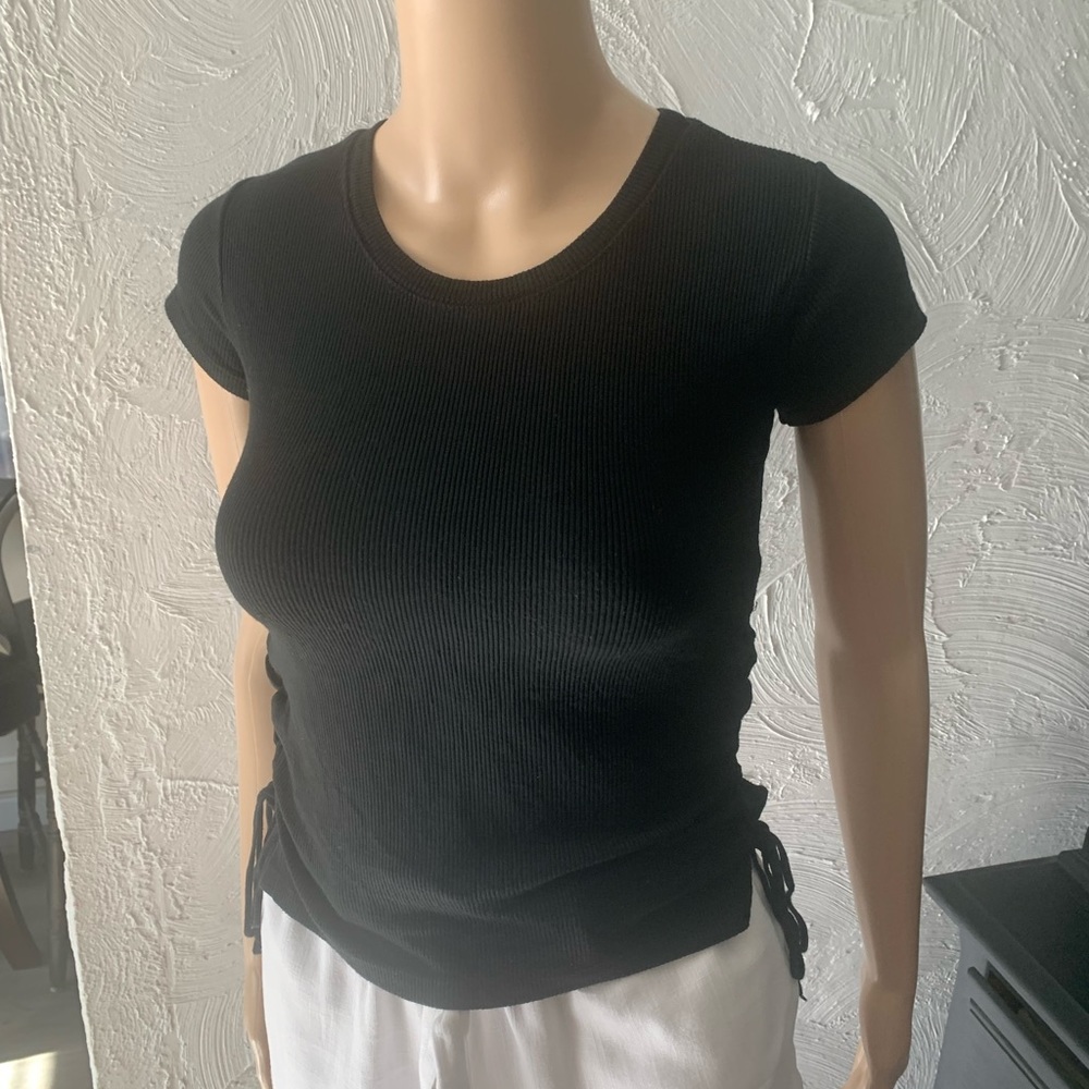 John Galt Ribbed Crop Top laced on both sides